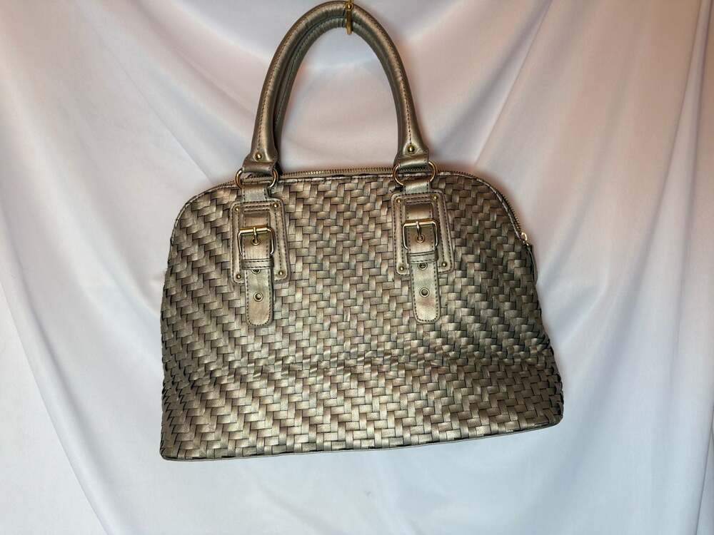 STEVE MADDEN Large Gold Faux Leather shopper tote shoulder bag purse Handbag